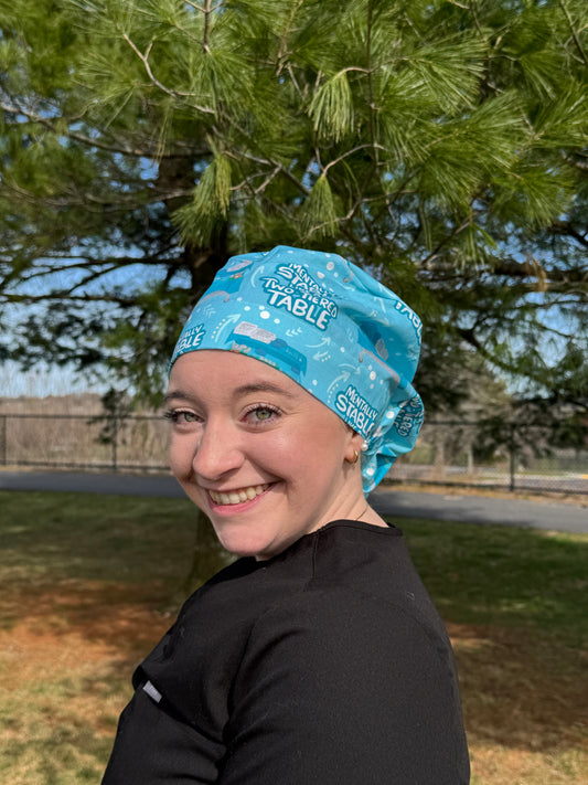 Mentally Stable Like a Two Tier Table Scrub Cap - Satin Lining Available - Multiple Styles