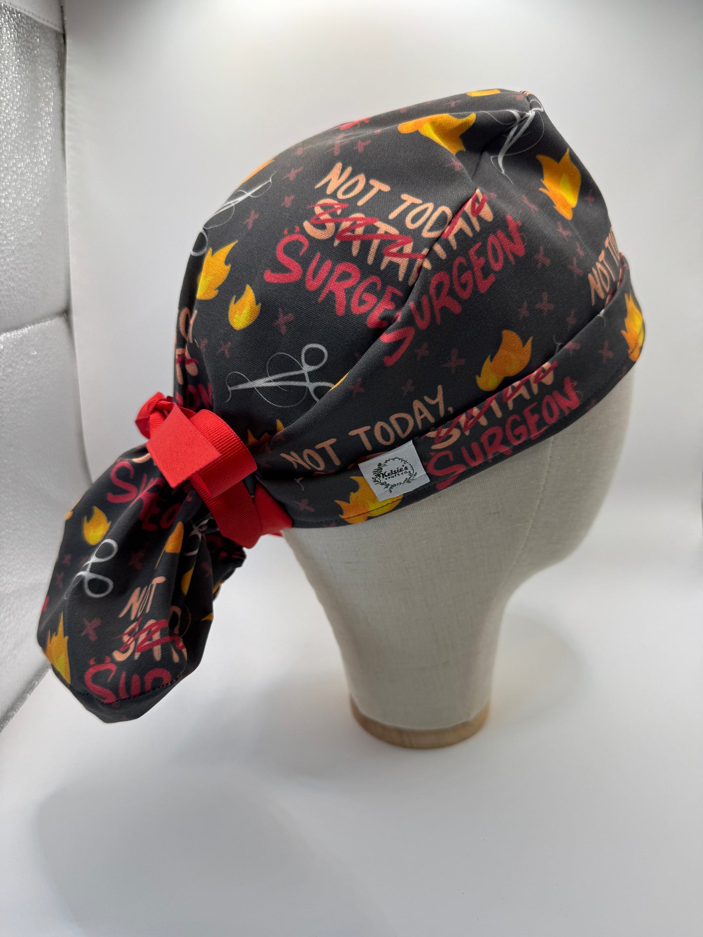 Not Today Satan/ Surgeon Scrub Cap - Satin Lining Available - Multiple Styles