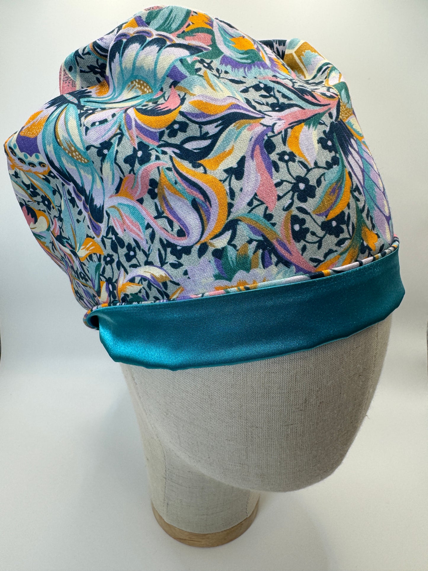 Blue Butterfly Scrub Cap - Satin Lining Available - Multiple Styles