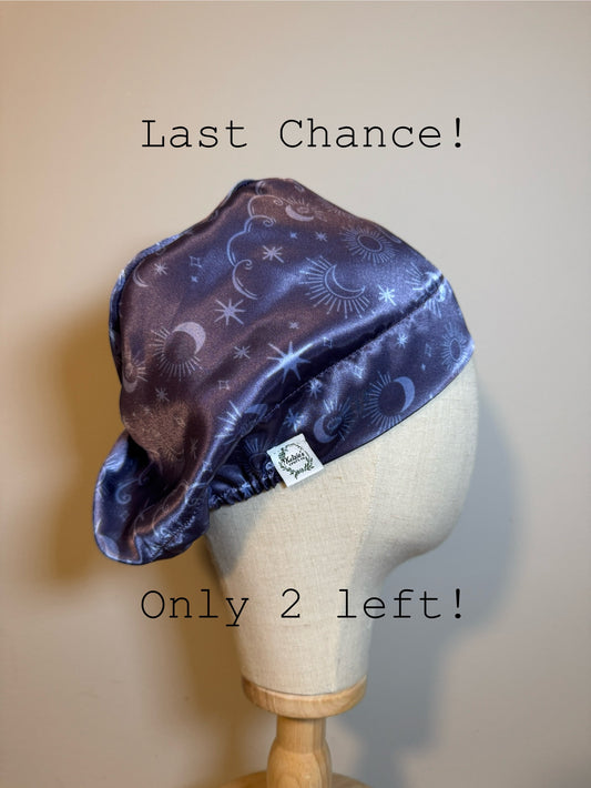 Deep Purple Sun and Moon Silky Satin Charmeuse Scrub Cap - European Style