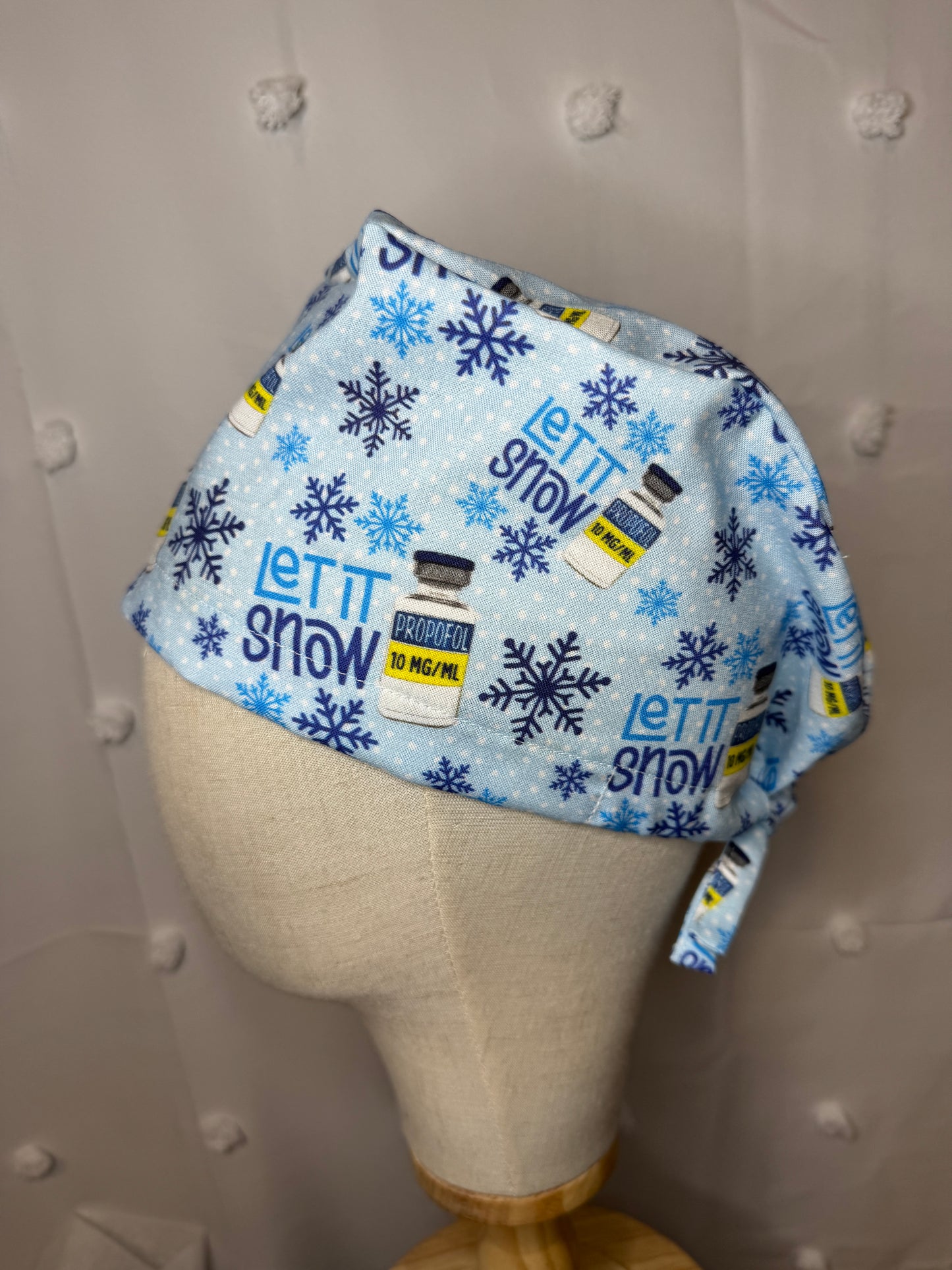 "Let it Snow" Propofol Bottles Scrub Cap - Satin Lining Available - Multiple Styles