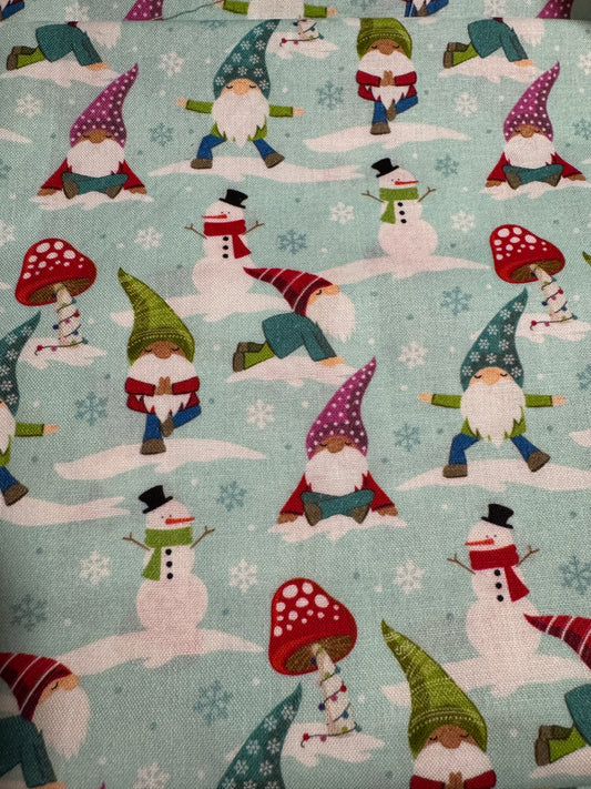 Winter Gnomes on Light Blue Scrub Cap - Satin Lining Available - Multiple Styles