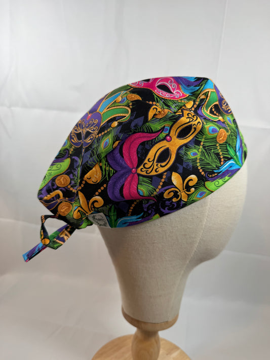 Mardi Gras Masks Scrub Cap - Satin Lining Available - Multiple Styles