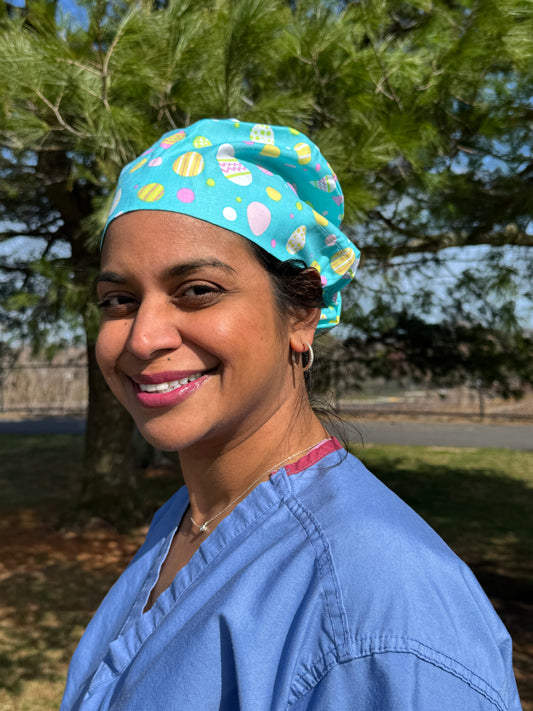 Teal Easter Eggs Scrub Cap - Multiple Styles