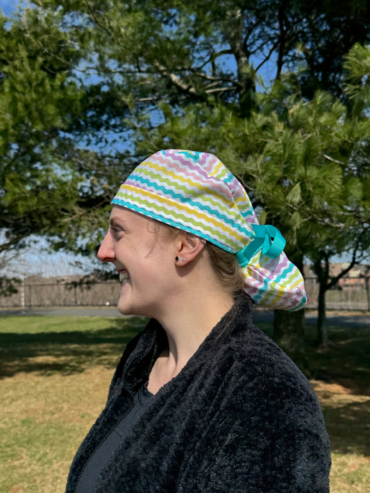 Easter Ribbon Scrub Cap - Satin Lining Available - Multiple Styles