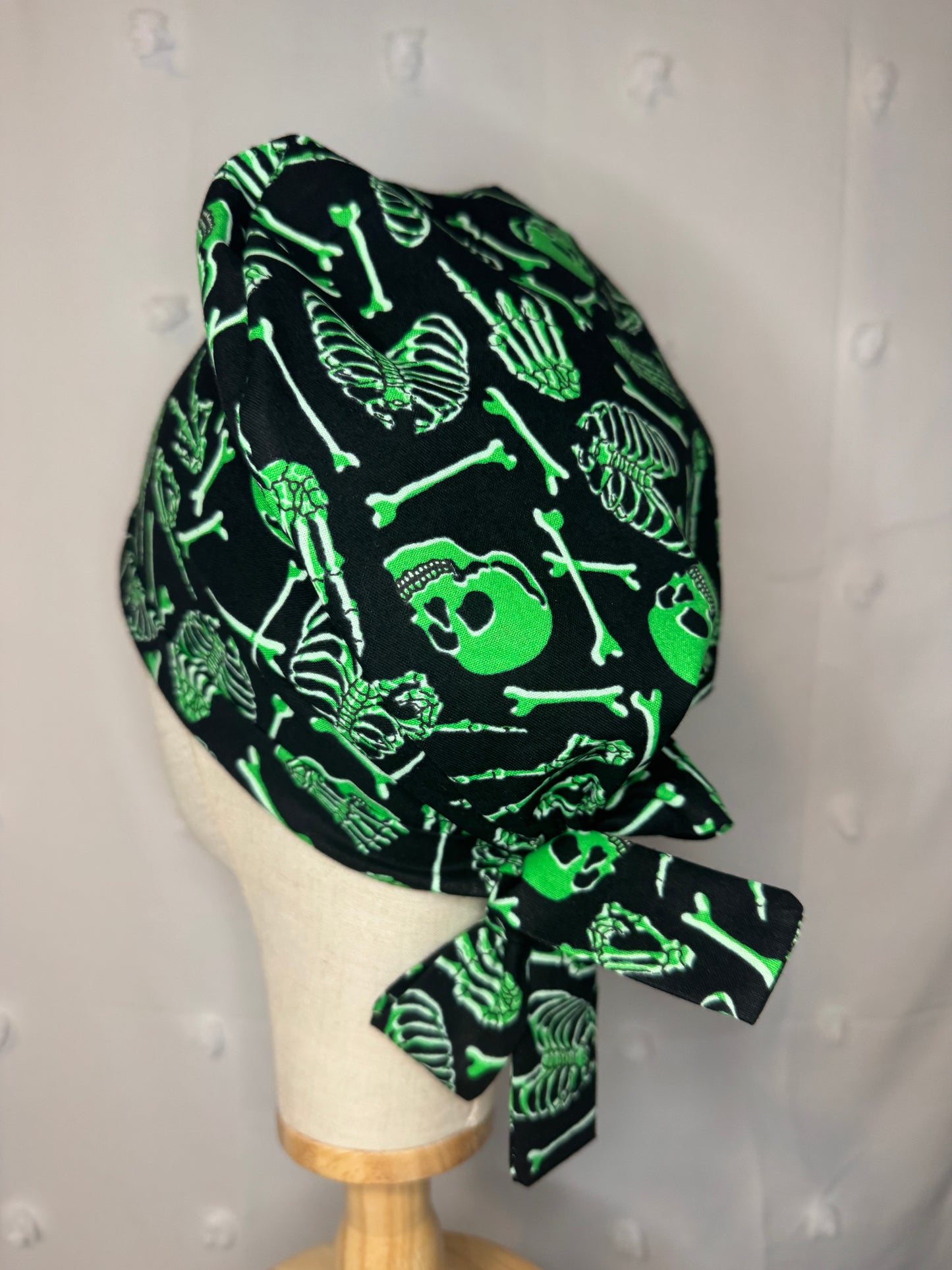 Skeleton Bones Scrub Cap - Glow In The Dark - Satin Lining Available - Multiple Styles