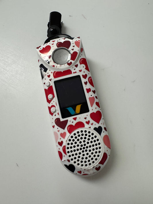 #8 Pink & Red Hearts on White Vocera Skin