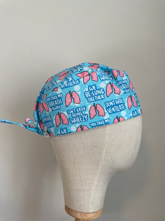 Lungs with Sayings Scrub Cap - Satin Lining Available - Multiple Styles