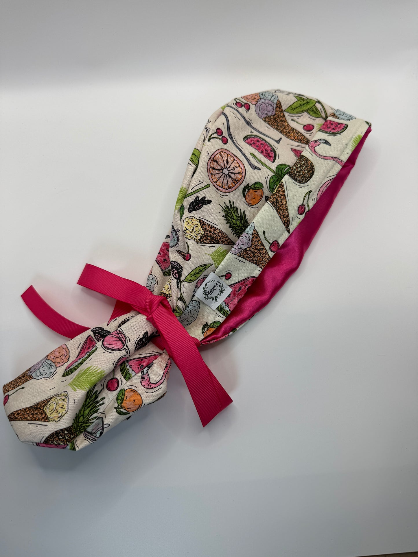Retro Flamingos & Ice Cream Scrub Cap - Satin Lining Available - Multiple Styles