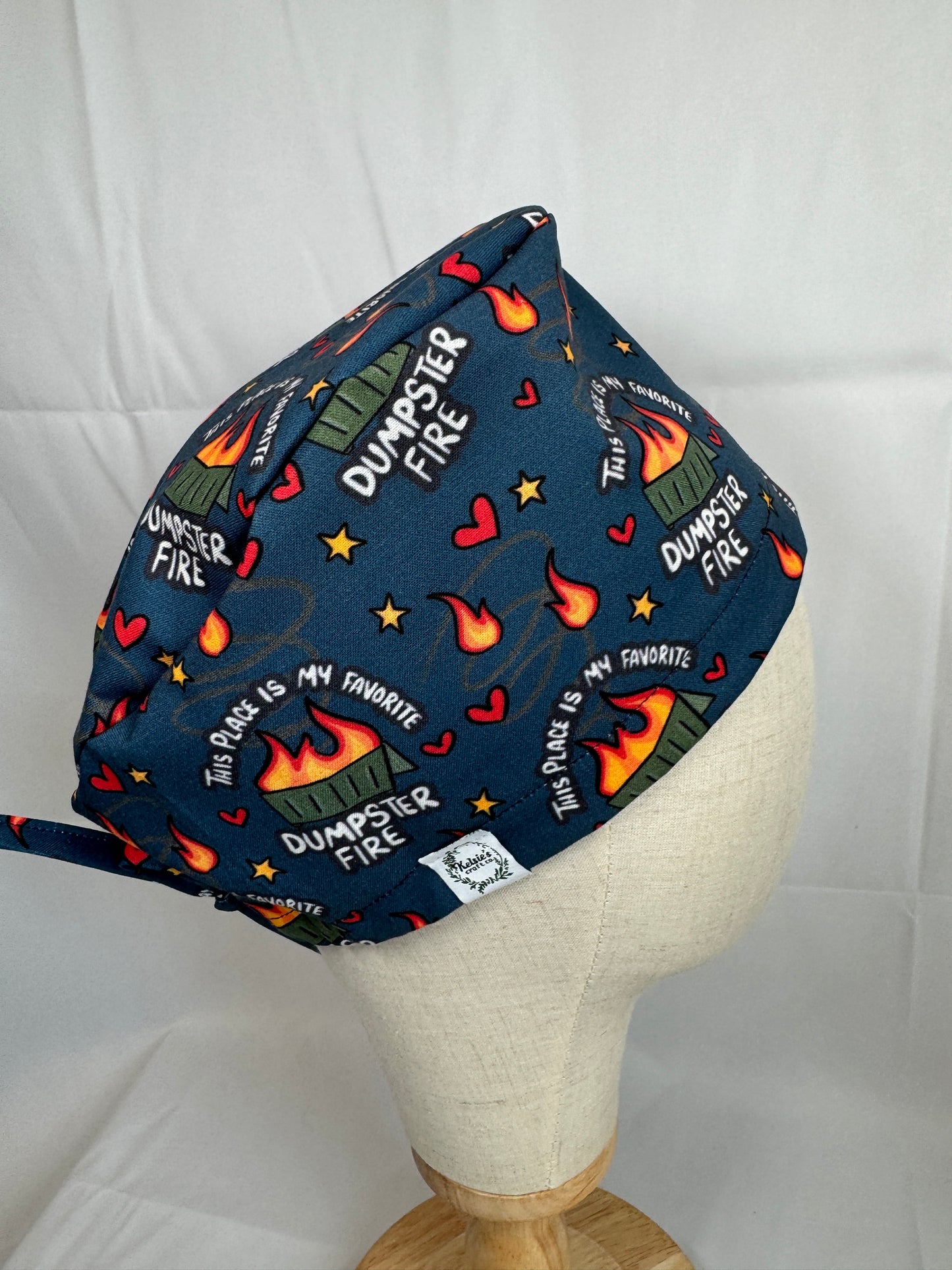 "This Place is My Favorite Dumpster Fire" Scrub Cap - Satin Lining Available - Multiple Styles