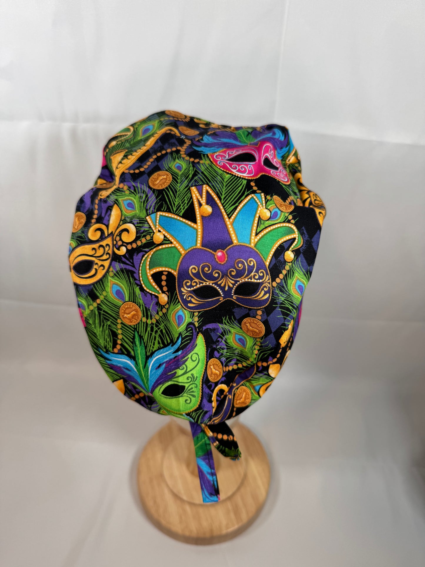 Mardi Gras Masks Scrub Cap - Satin Lining Available - Multiple Styles