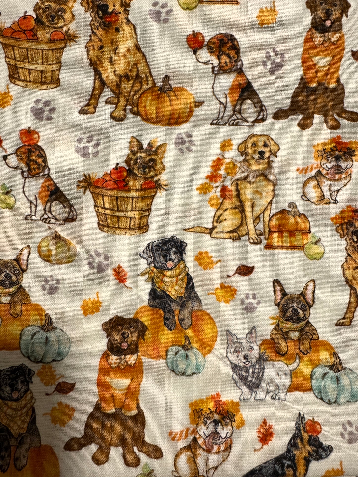 Pups and Pumpkins Scrub Cap - Satin Lining Available - Multiple Styles