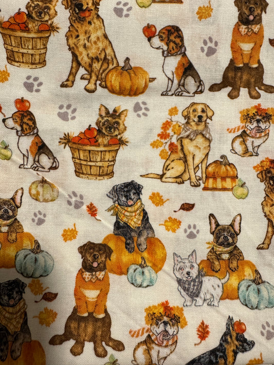Pups and Pumpkins Scrub Cap - Satin Lining Available - Multiple Styles