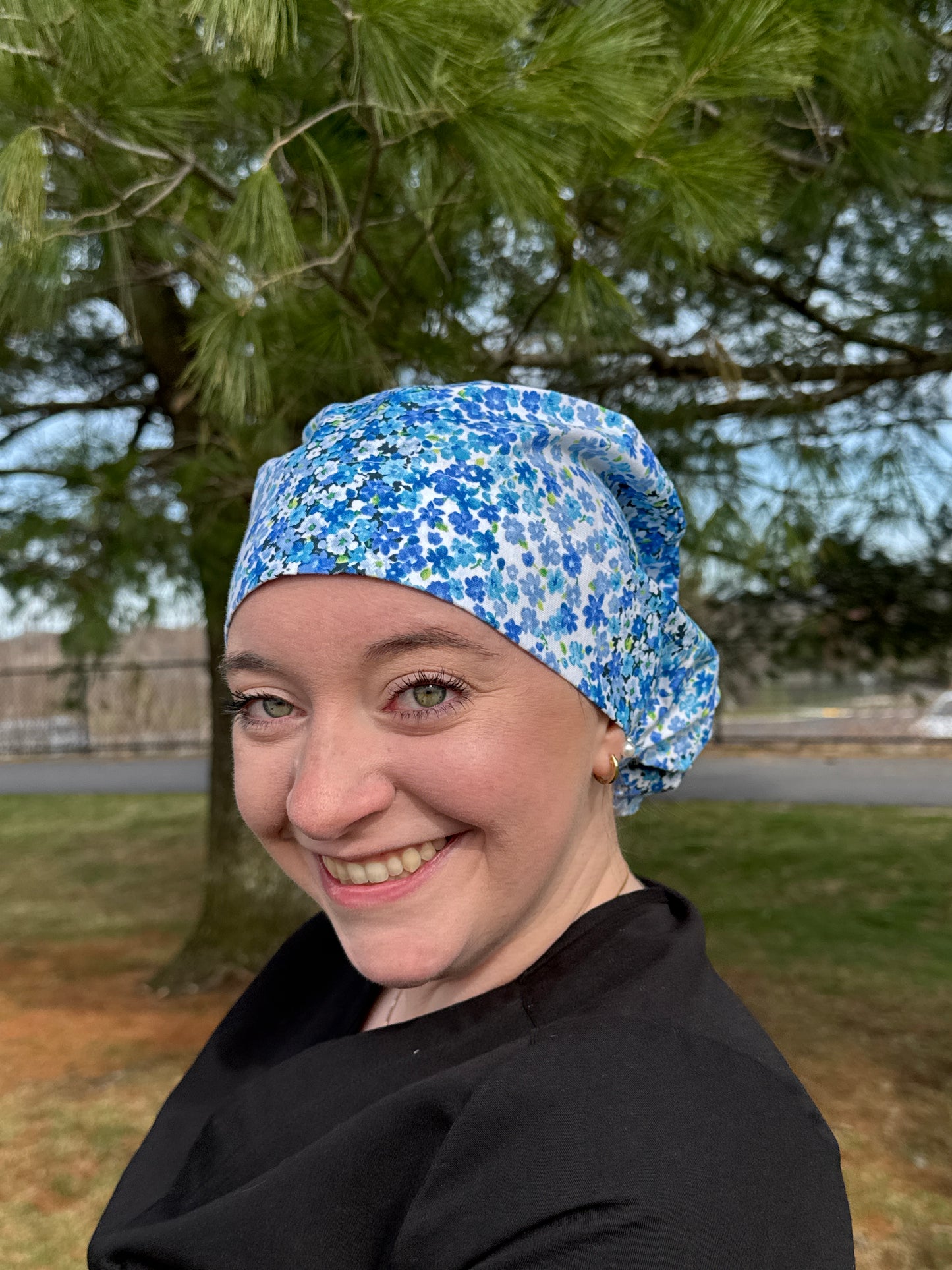 Small Blue Floral Scrub Cap - Multiple Styles