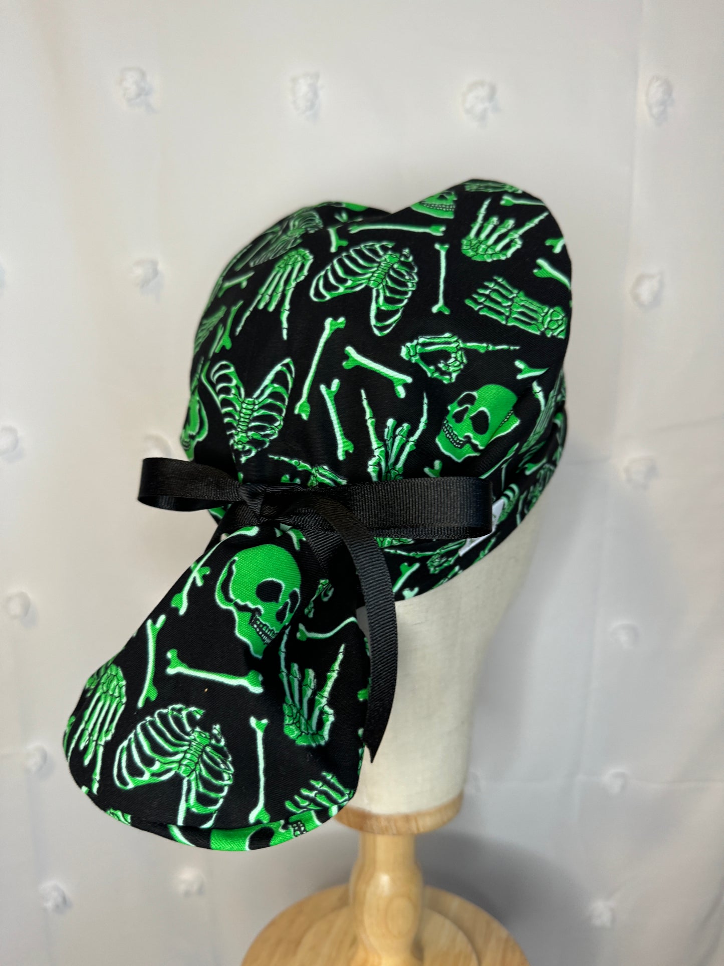 Skeleton Bones Scrub Cap - Glow In The Dark - Satin Lining Available - Multiple Styles