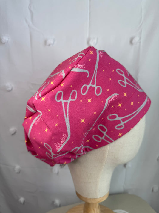 Pink Vascular Clamps Scrub Cap - Satin Lining Available - Multiple Styles