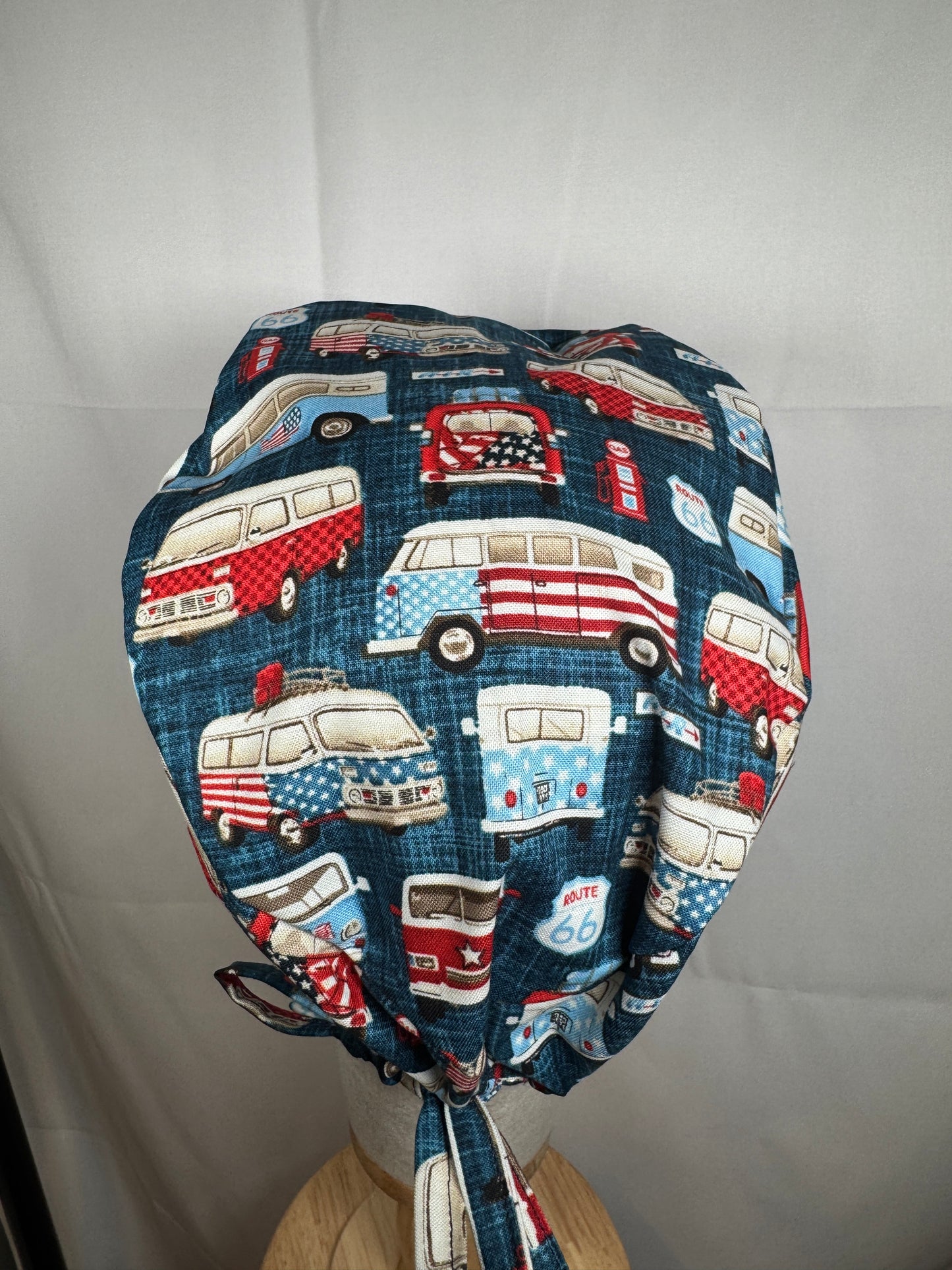Patriotic Vintage Vans Scrub Cap - Satin Lining Available - Multiple Styles