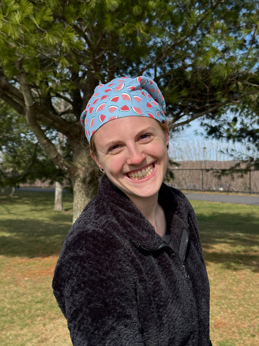 Mini Watermelon on Blue Scrub Cap - Multiple Styles