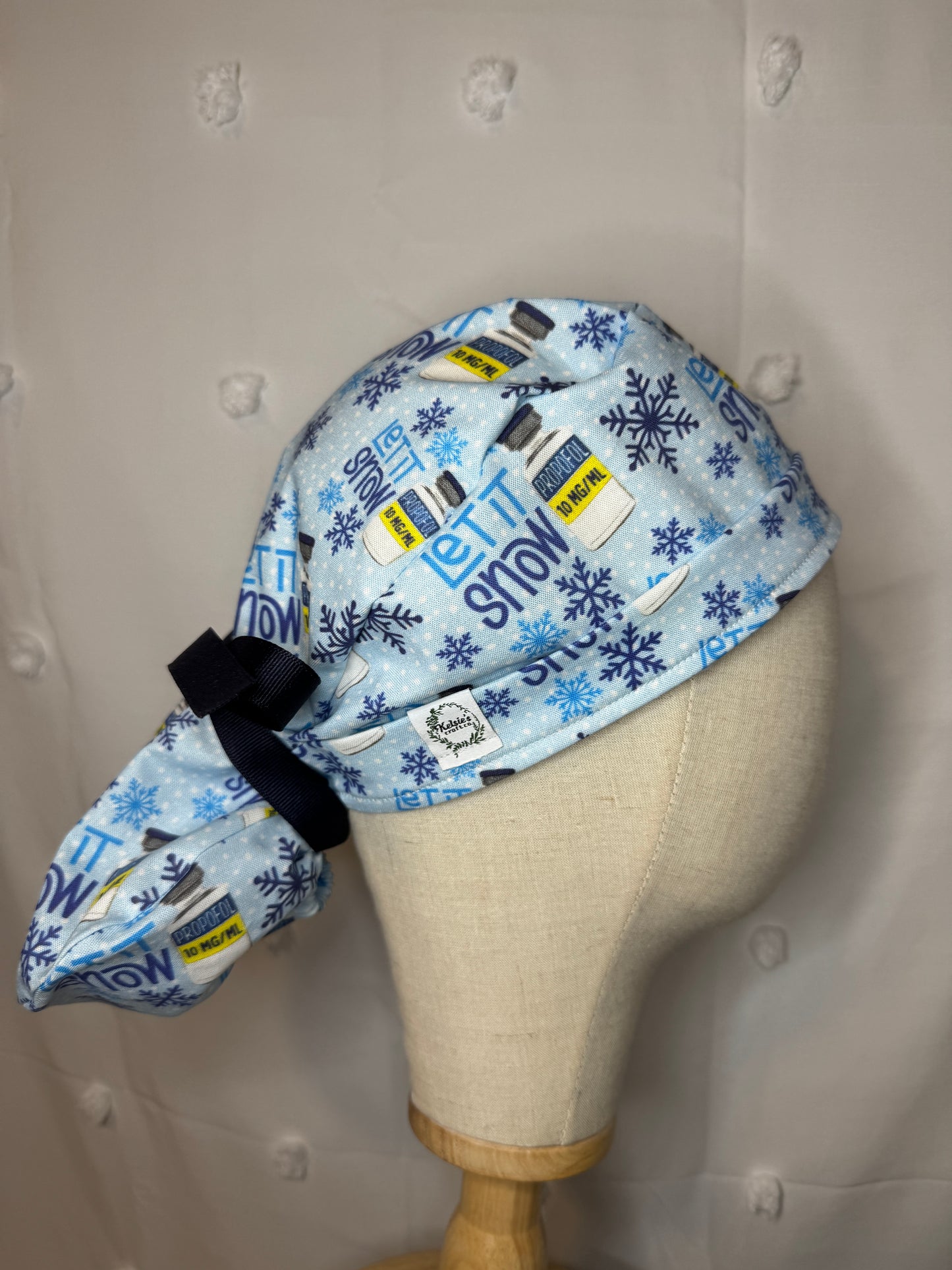 "Let it Snow" Propofol Bottles Scrub Cap - Satin Lining Available - Multiple Styles
