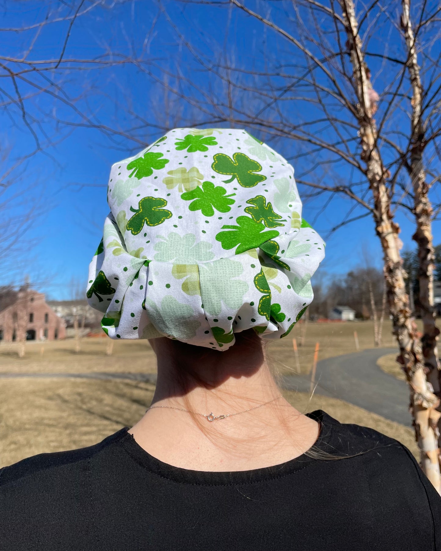 Gingham Clovers Scrub Cap - Multiple Styles