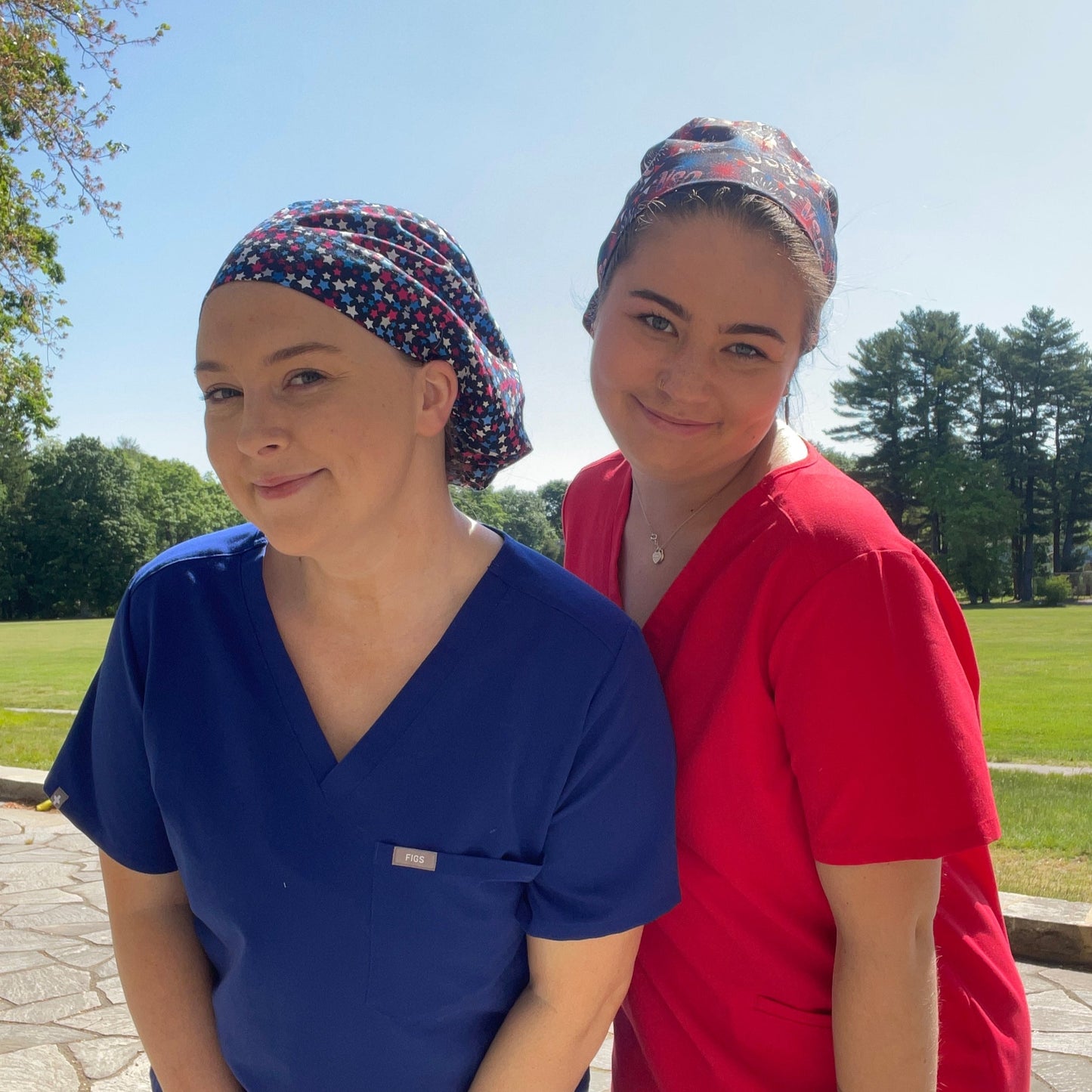 Magenta, Blue & White Stars Scrub Cap - Satin Lining Available - Multiple Styles