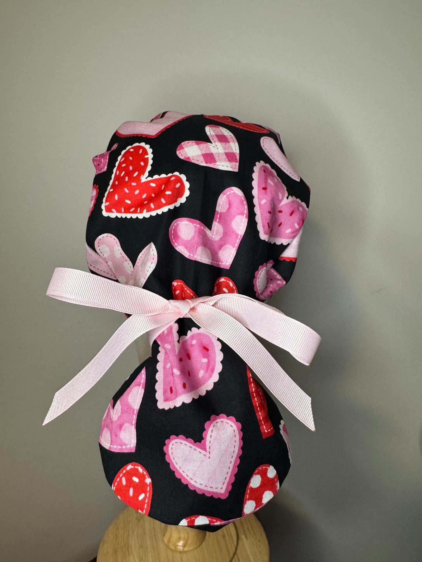 Large Hearts on Black Scrub Cap - Multiple Styles*