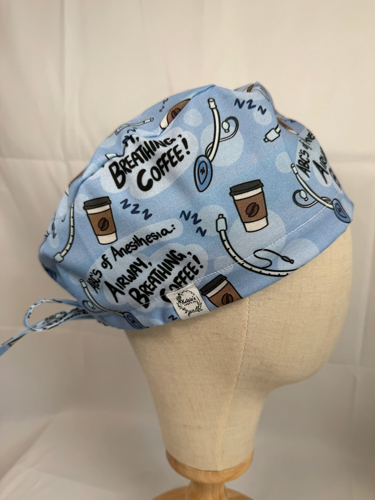 Anesthesia Airway Breathing Coffee (ABCs) Scrub Cap - Satin Lining Available -Multiple Styles