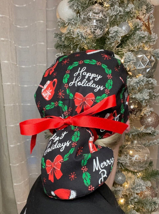 Holiday Wreaths Scrub Cap - Multiple Styles*