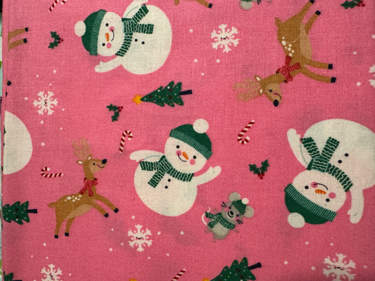 Pink Christmas Friends Scrub Cap - Satin Lining Available - Multiple Styles