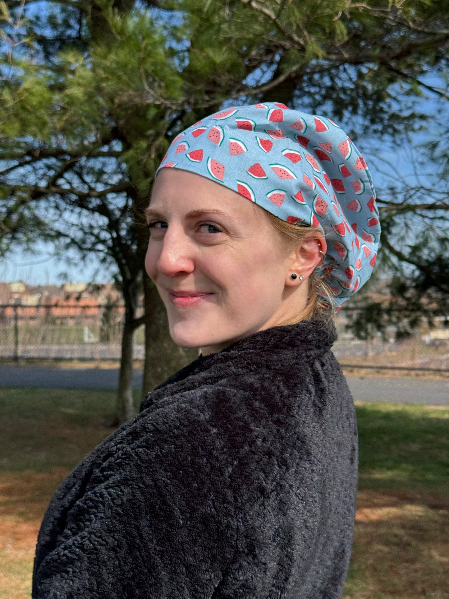 Mini Watermelon on Blue Scrub Cap - Multiple Styles