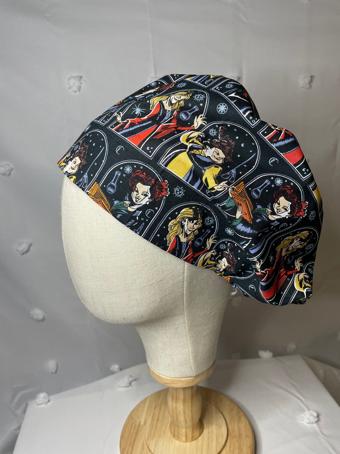 Scrub Cap in Hocus Pocus “Windows” Fabric - Satin Lining Available - Multiple Styles