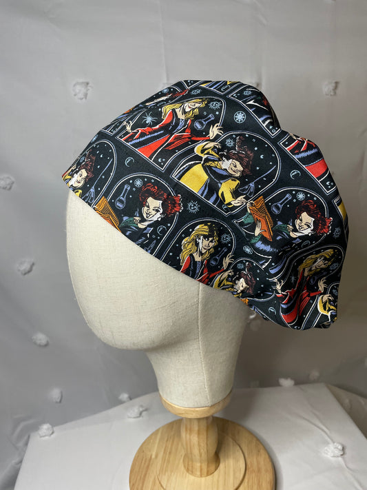 Scrub Cap in Hocus Pocus “Windows” Fabric - Satin Lining Available - Multiple Styles