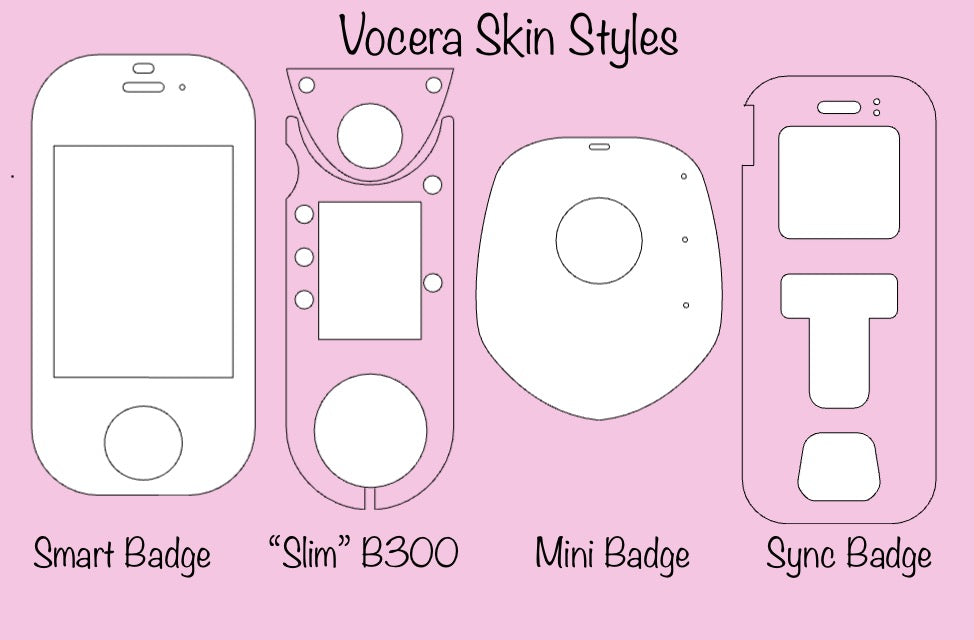 #129-#161 Vocera Skins - Sync Badge, Smart Badge, Mini Badge & Slim B3000 Series - Multiple Colors/Patterns
