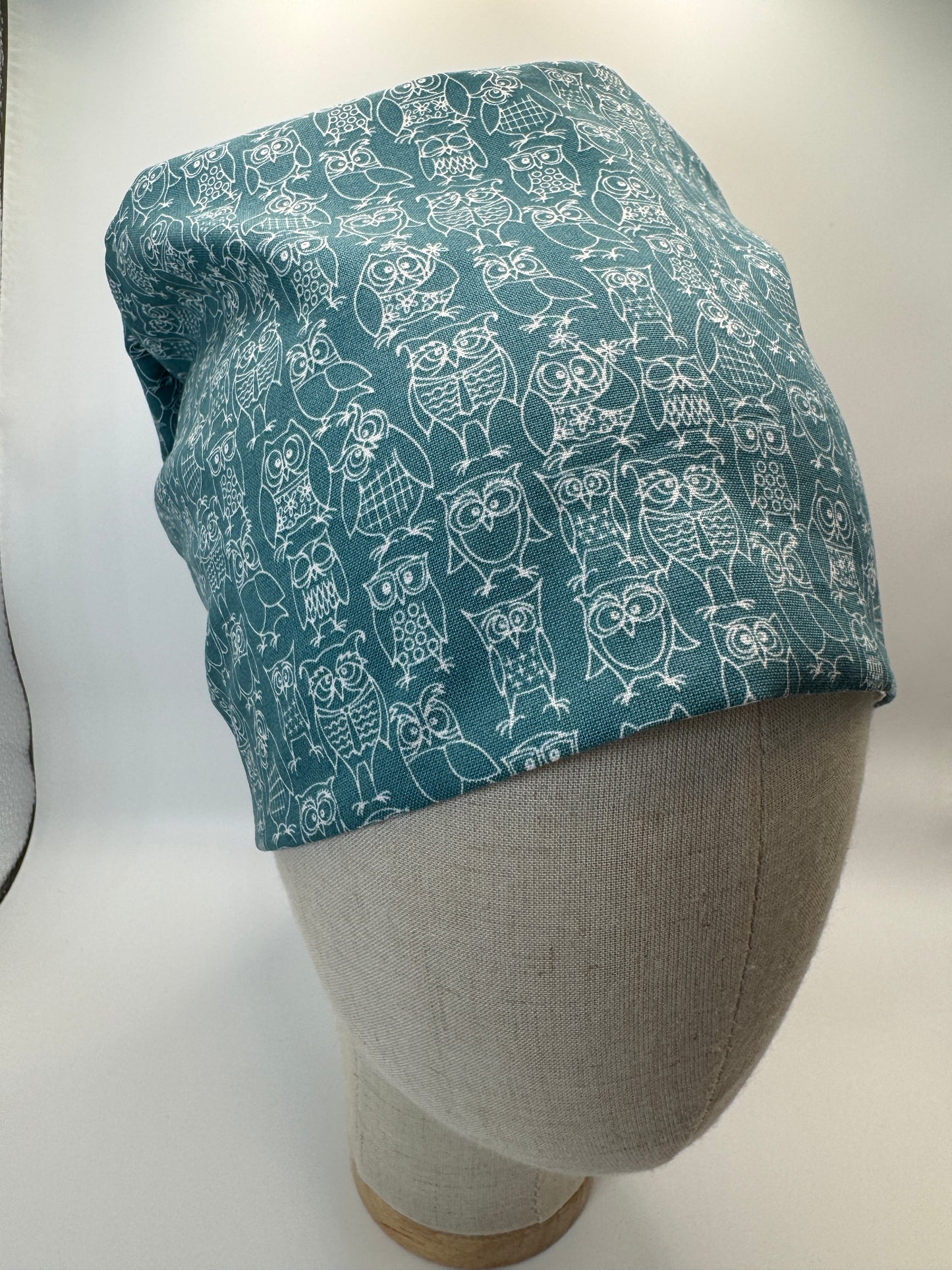 Owls on Teal Scrub Cap - Satin Lining Available - Multiple Styles
