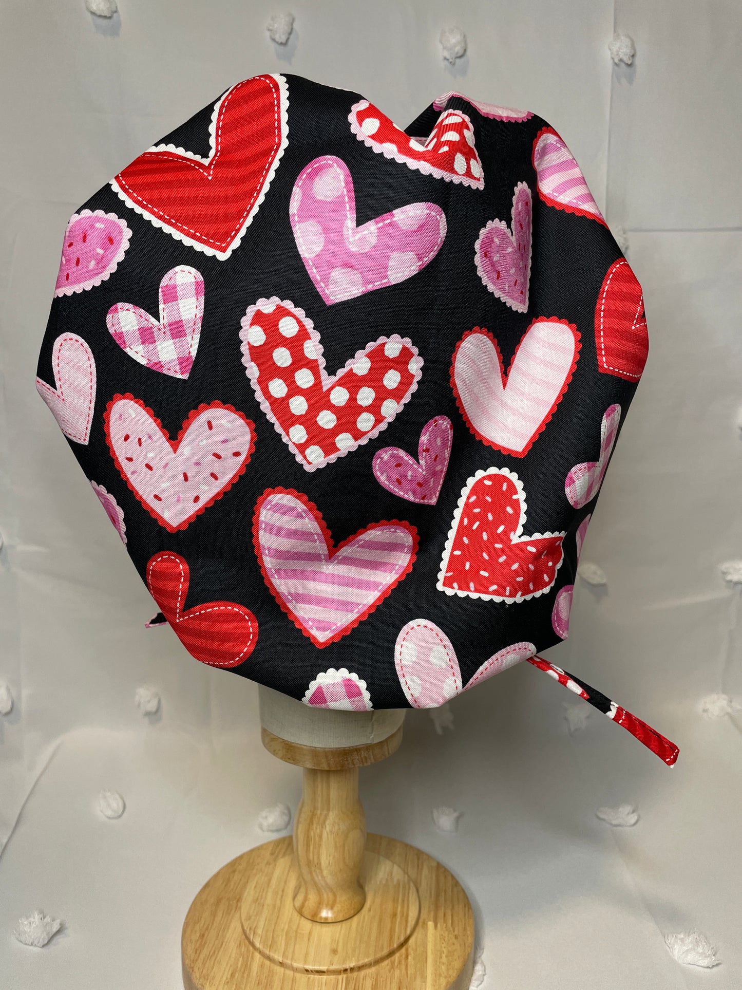 Large Hearts on Black Scrub Cap - Multiple Styles*