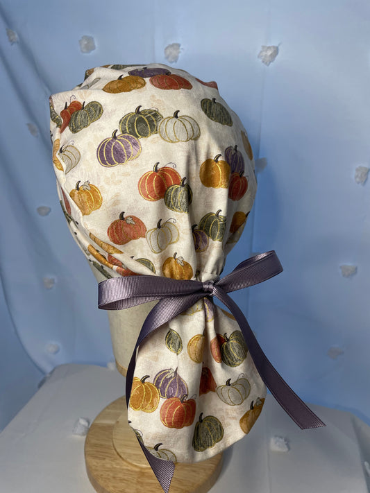 Metallic Pumpkins Scrub Cap - Satin Lining Available - Multiple Styles