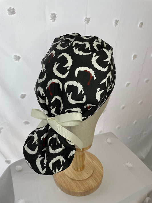 Fangs Scrub Cap - Glow In The Dark - Satin Lining Available - Multiple Styles