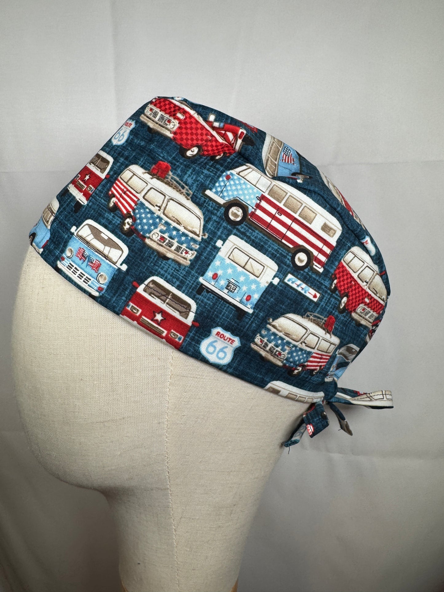 Patriotic Vintage Vans Scrub Cap - Satin Lining Available - Multiple Styles