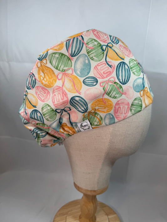 Easter Eggs & Bows Scrub Cap - Satin Lining Available - Multiple Styles