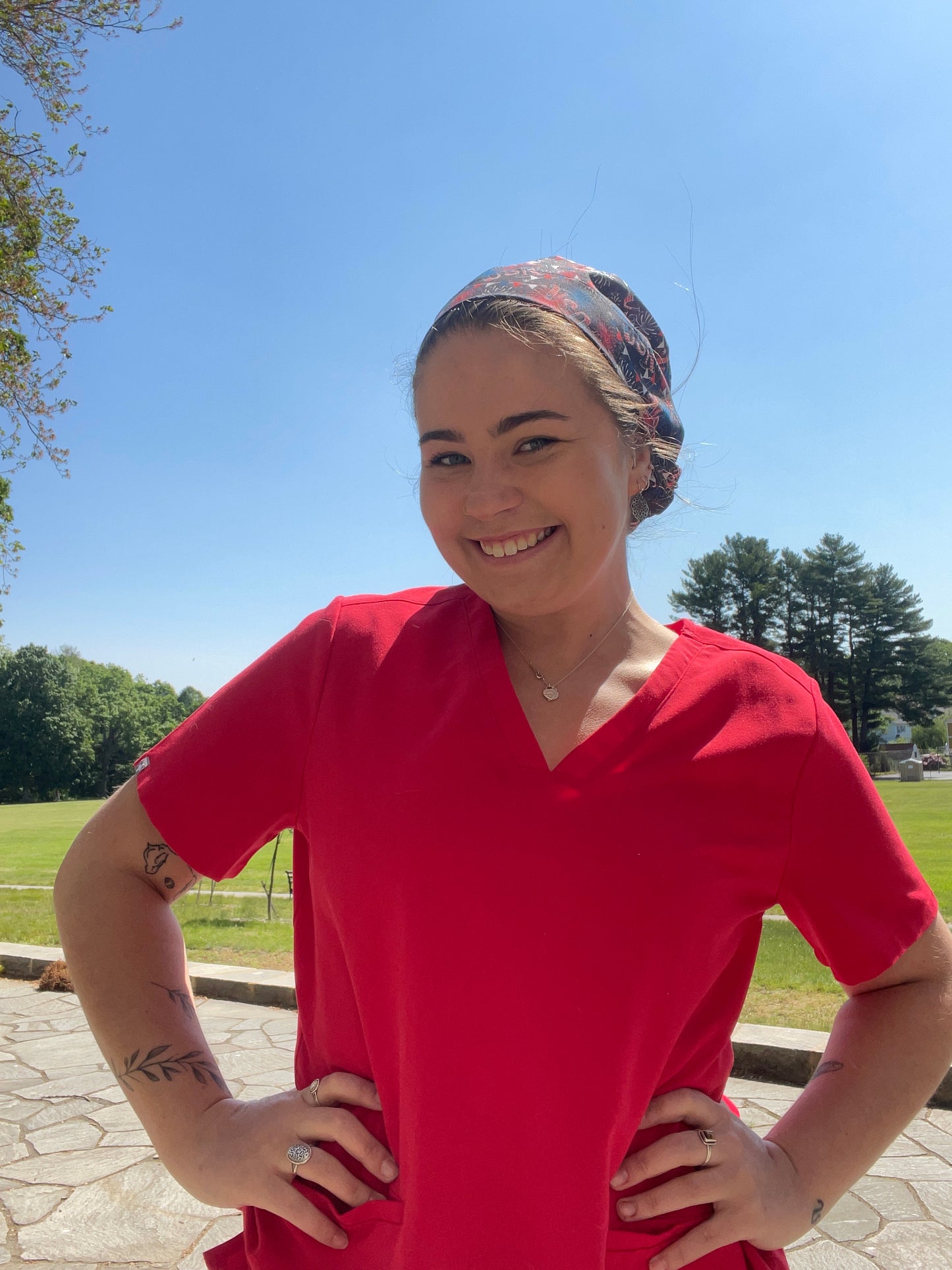 USA Fireworks Scrub Cap - Satin Lining Available - Multiple Styles