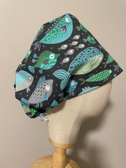 Fish on Grey Scrub Cap - Multiple Styles