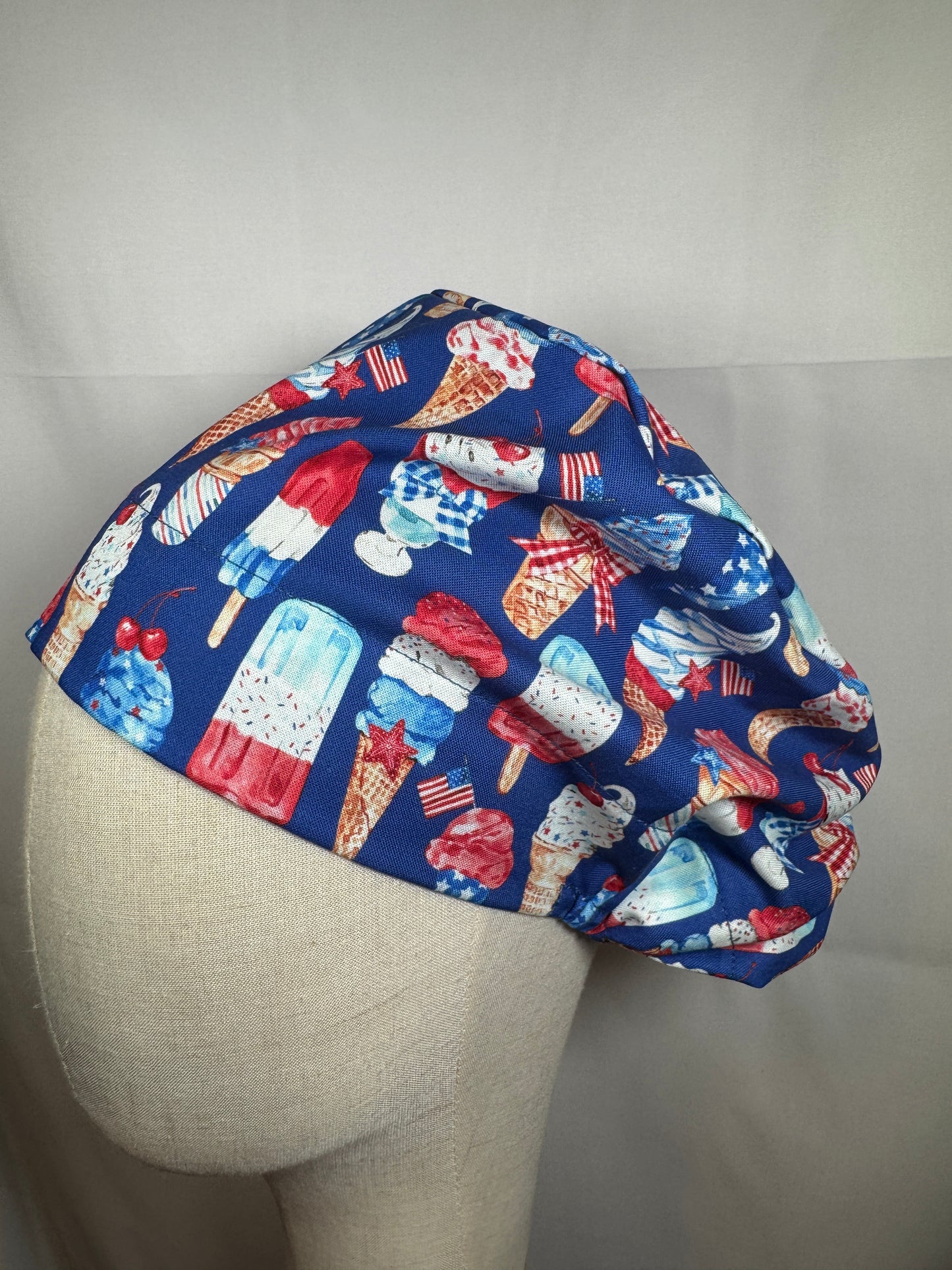 Patriotic Ice Cream Treats Scrub Cap - Satin Lining Available - Multiple Styles