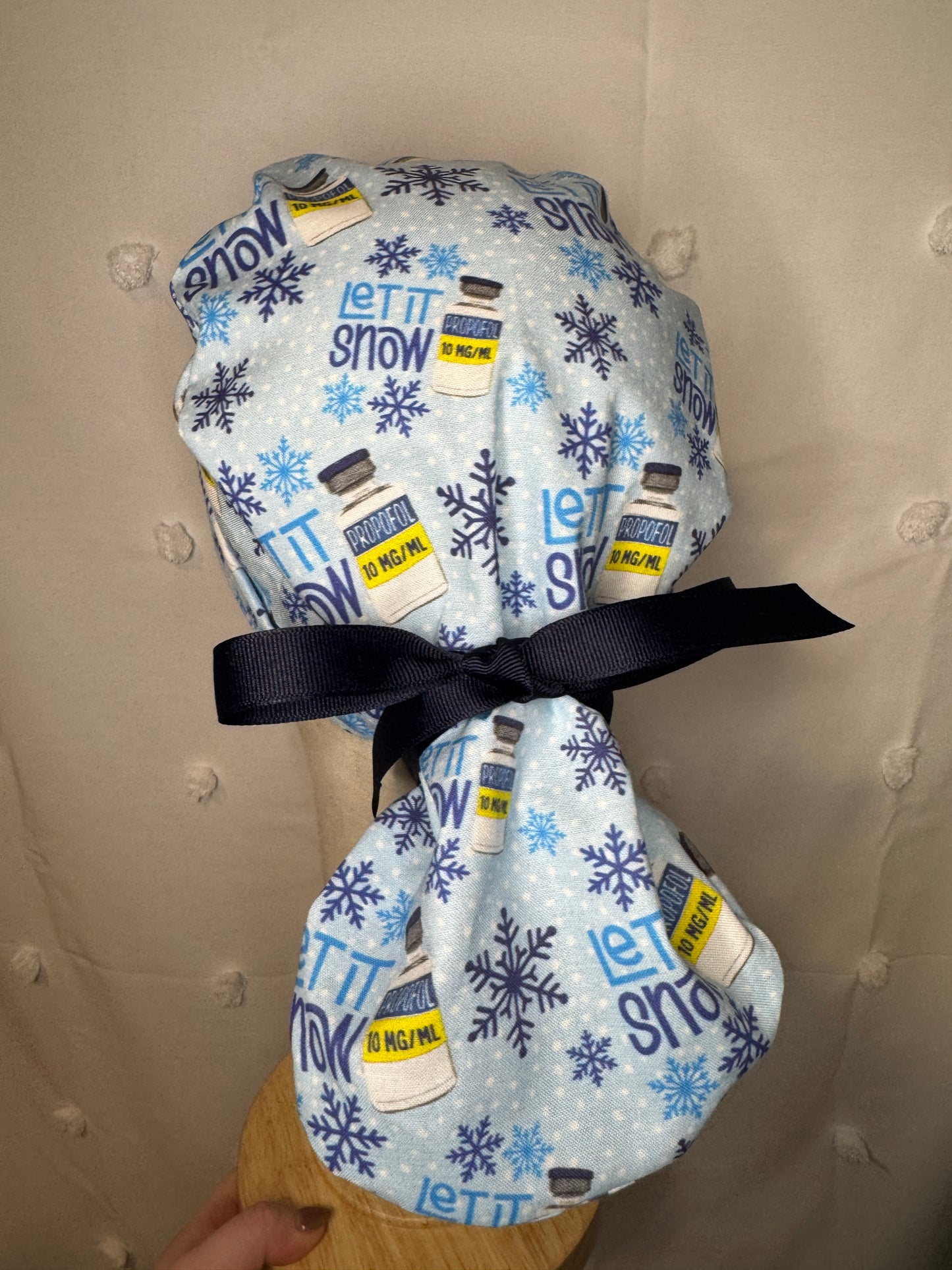 "Let it Snow" Propofol Bottles Scrub Cap - Satin Lining Available - Multiple Styles