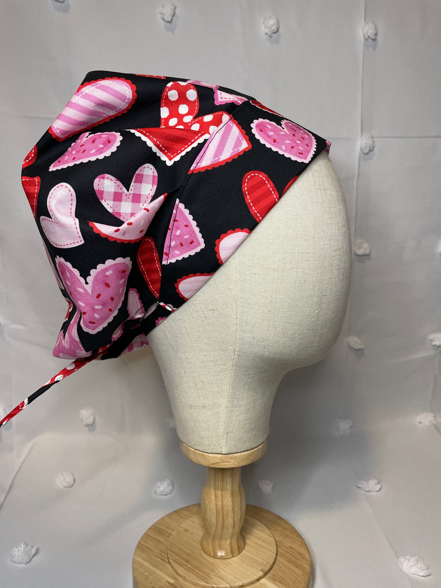 Large Hearts on Black Scrub Cap - Multiple Styles*