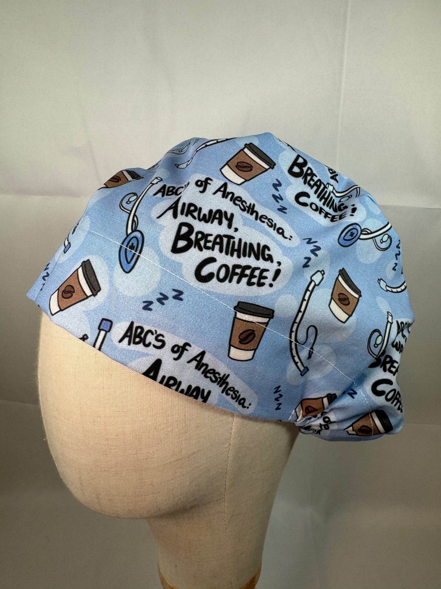 Anesthesia Airway Breathing Coffee (ABCs) Scrub Cap - Satin Lining Available -Multiple Styles