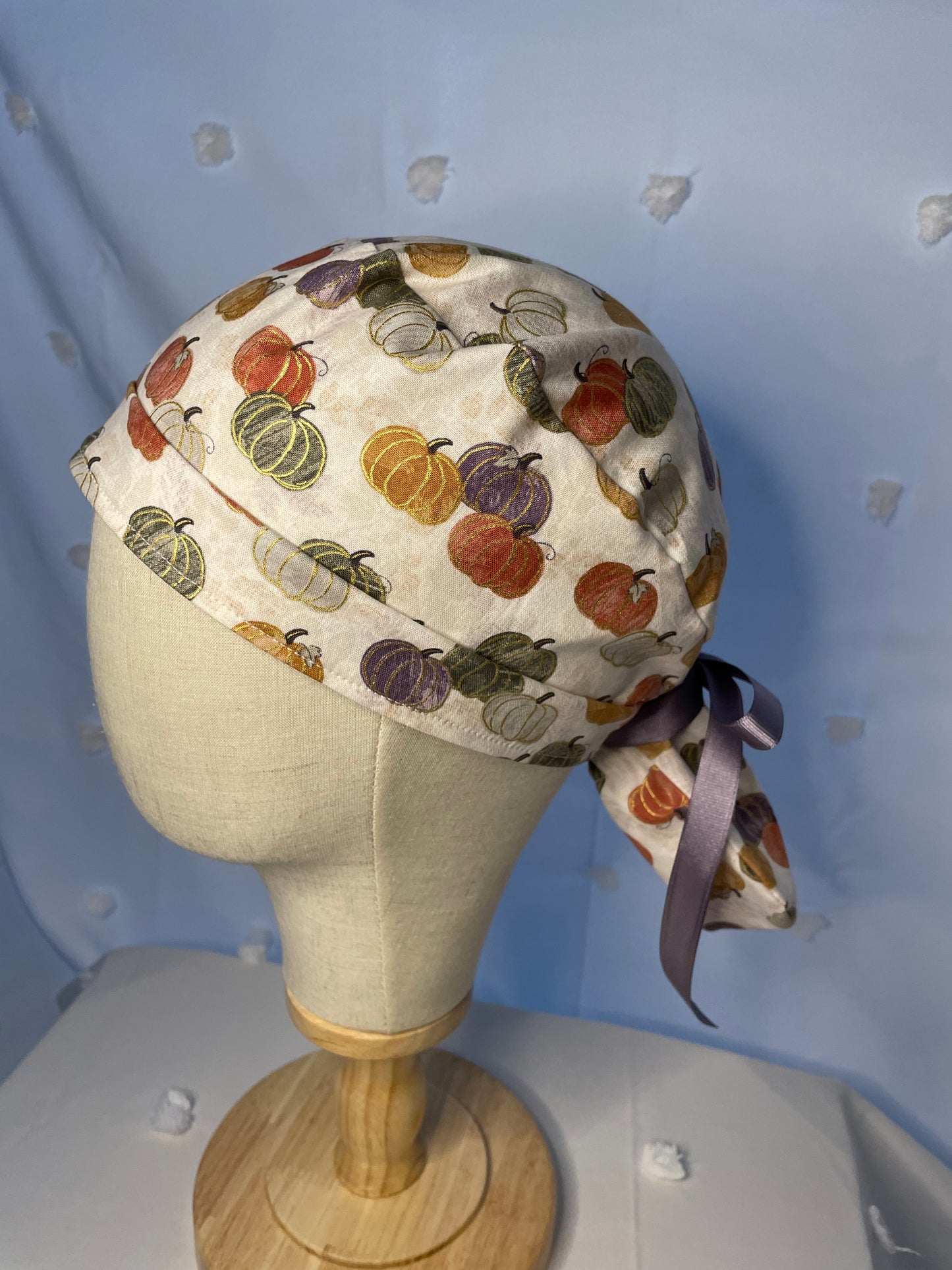 Metallic Pumpkins Scrub Cap - Satin Lining Available - Multiple Styles