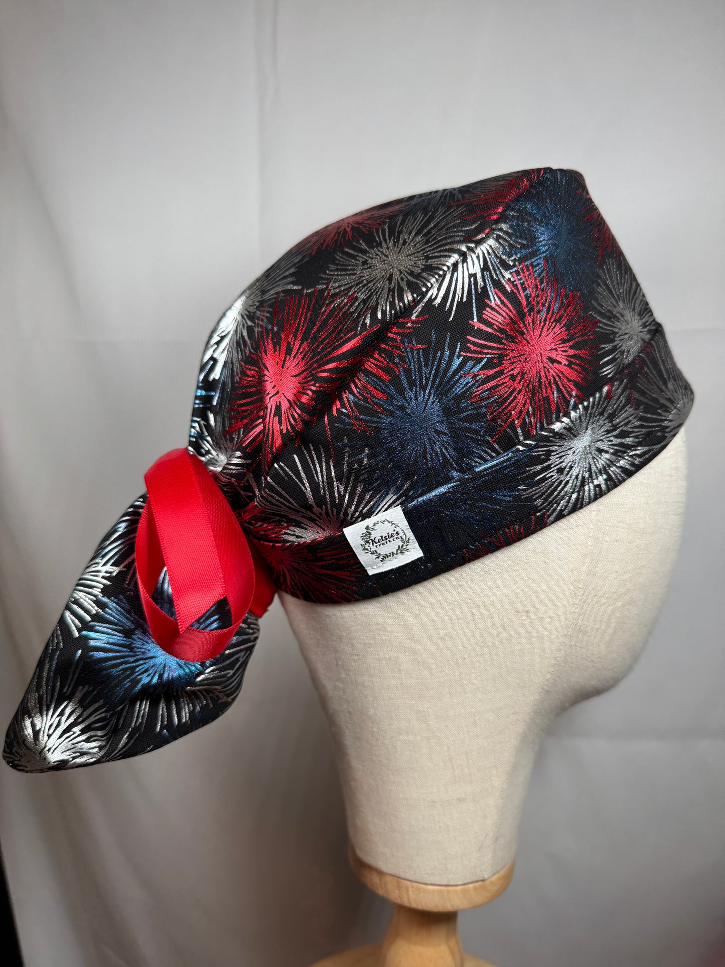 Metallic Fireworks Scrub Cap - Satin Lining Available - Multiple Styles