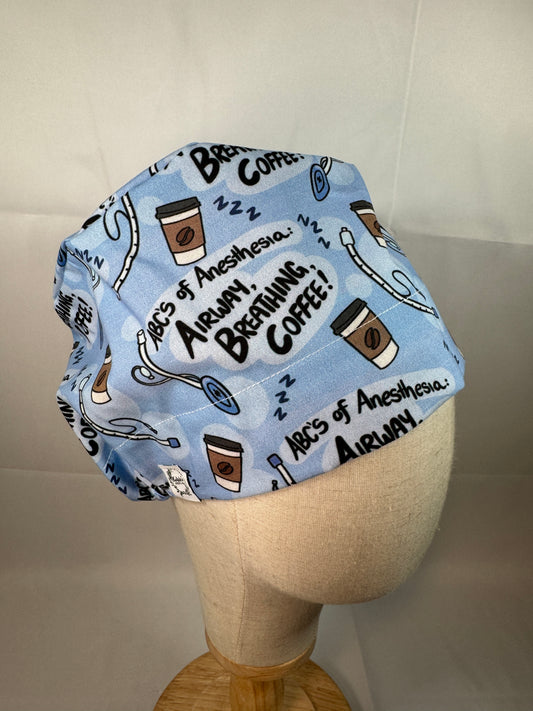 Anesthesia Airway Breathing Coffee (ABCs) Scrub Cap - Satin Lining Available -Multiple Styles
