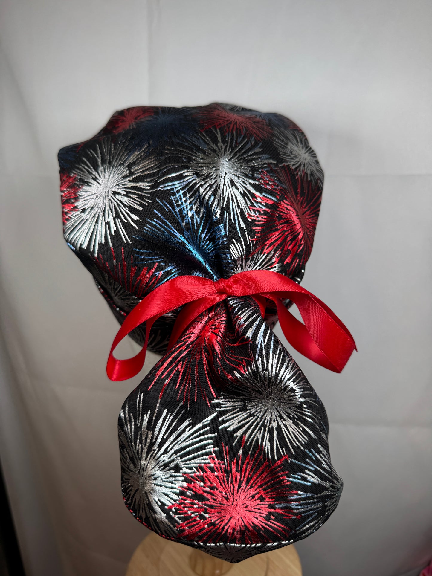 Metallic Fireworks Scrub Cap - Satin Lining Available - Multiple Styles