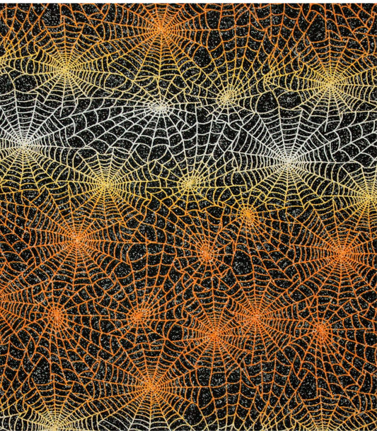 *Glitter* & Orange Spiderwebs Scrub Cap - Satin Lining Available - Multiple Styles